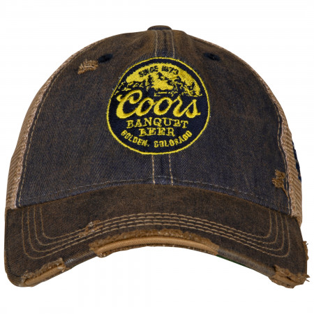 Coors Mountain Logo Patch Distressed Tea-Stained Adjustable Hat